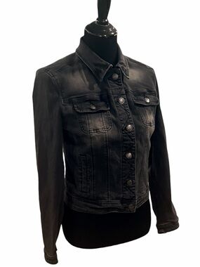 Rock & Republic Black Denim Jacket with Button Front